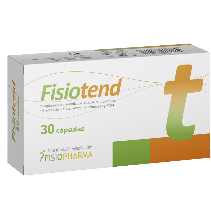 Caja de Fisiotend, complemento alimenticio natural de 30 cápsulas con glucosamina y vitaminas