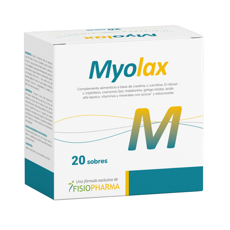 Caja de Myolax con 20 sobres, complemento alimenticio con ingredientes naturales
