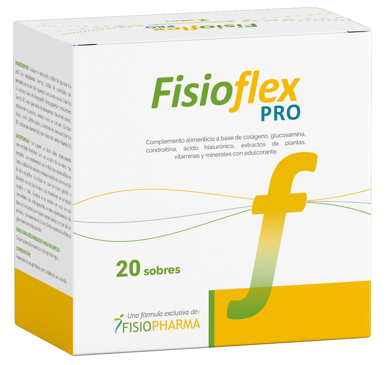 Caja de Fisioflex Pro, complemento alimenticio con 20 sobres