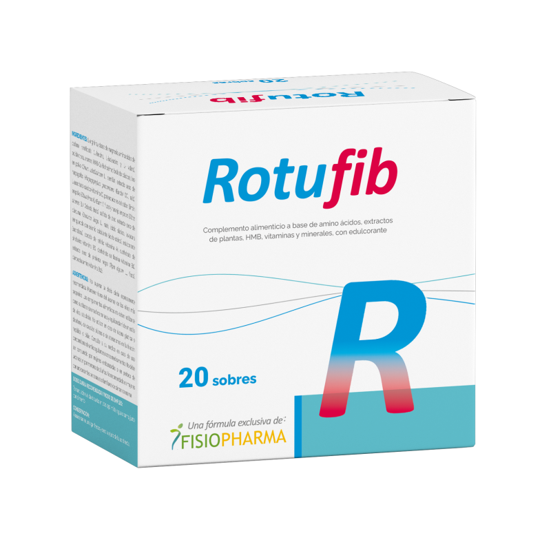 Caja del producto Rotufib, complemento alimenticio con 20 sobres, en venta.