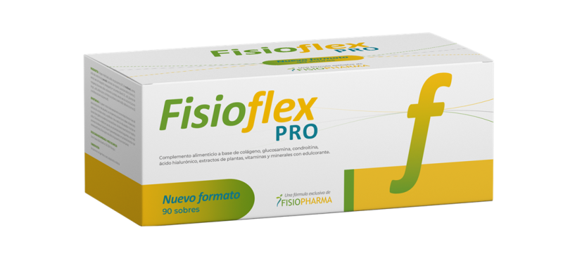 Caja de Fisioflex Pro, complemento alimenticio natural con 90 sobres para bienestar articular