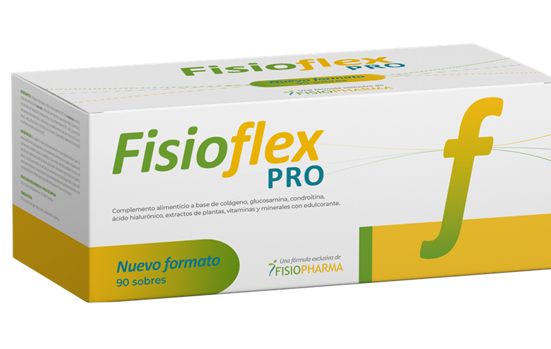 Caja de Fisioflex Pro, complemento alimenticio natural con 90 sobres para bienestar articular