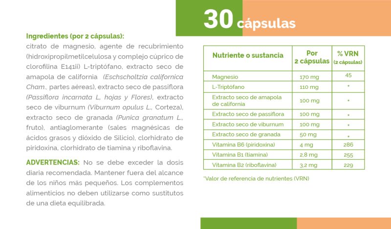 Etiqueta informativa de Neoxzen mostrando ingredientes y valores nutricionales de 30 cápsulas
